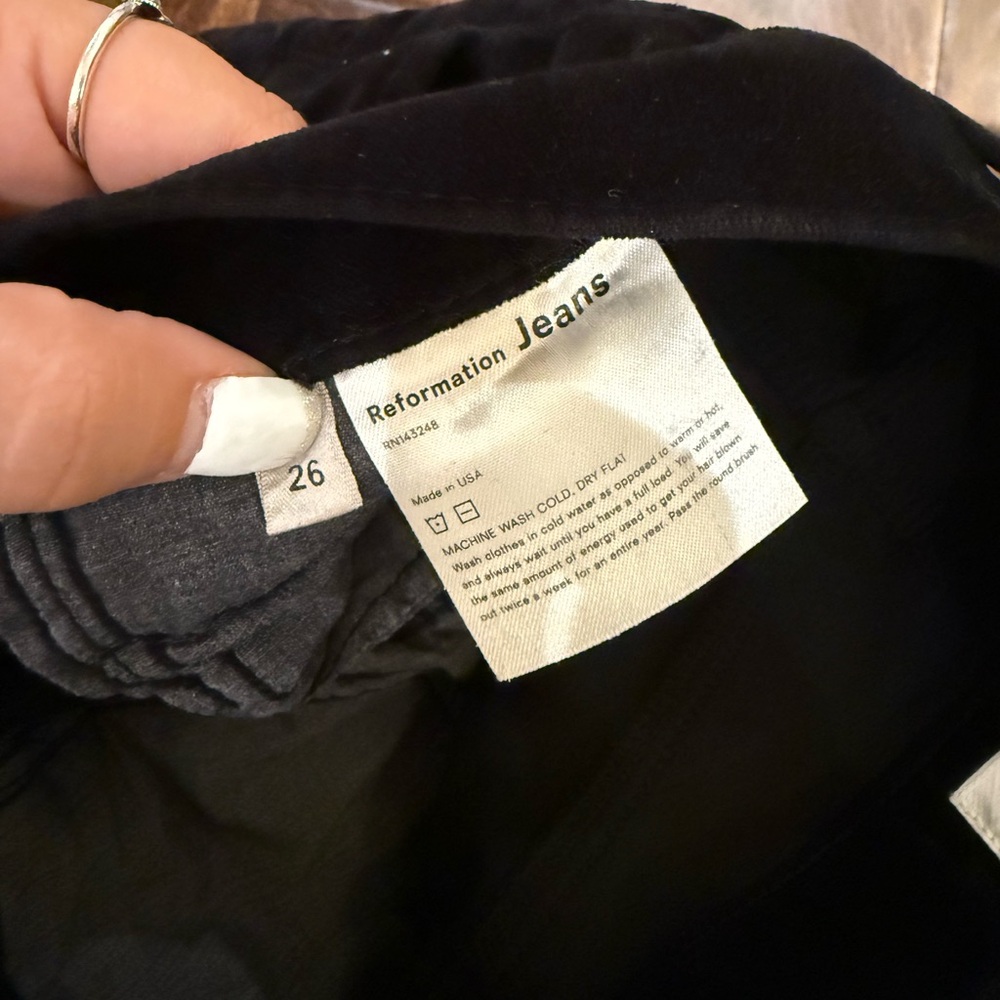 Reformation Rebecca Pant Black Velvet High Rise Skinny Jeans size 27 - Picture 5 of 8